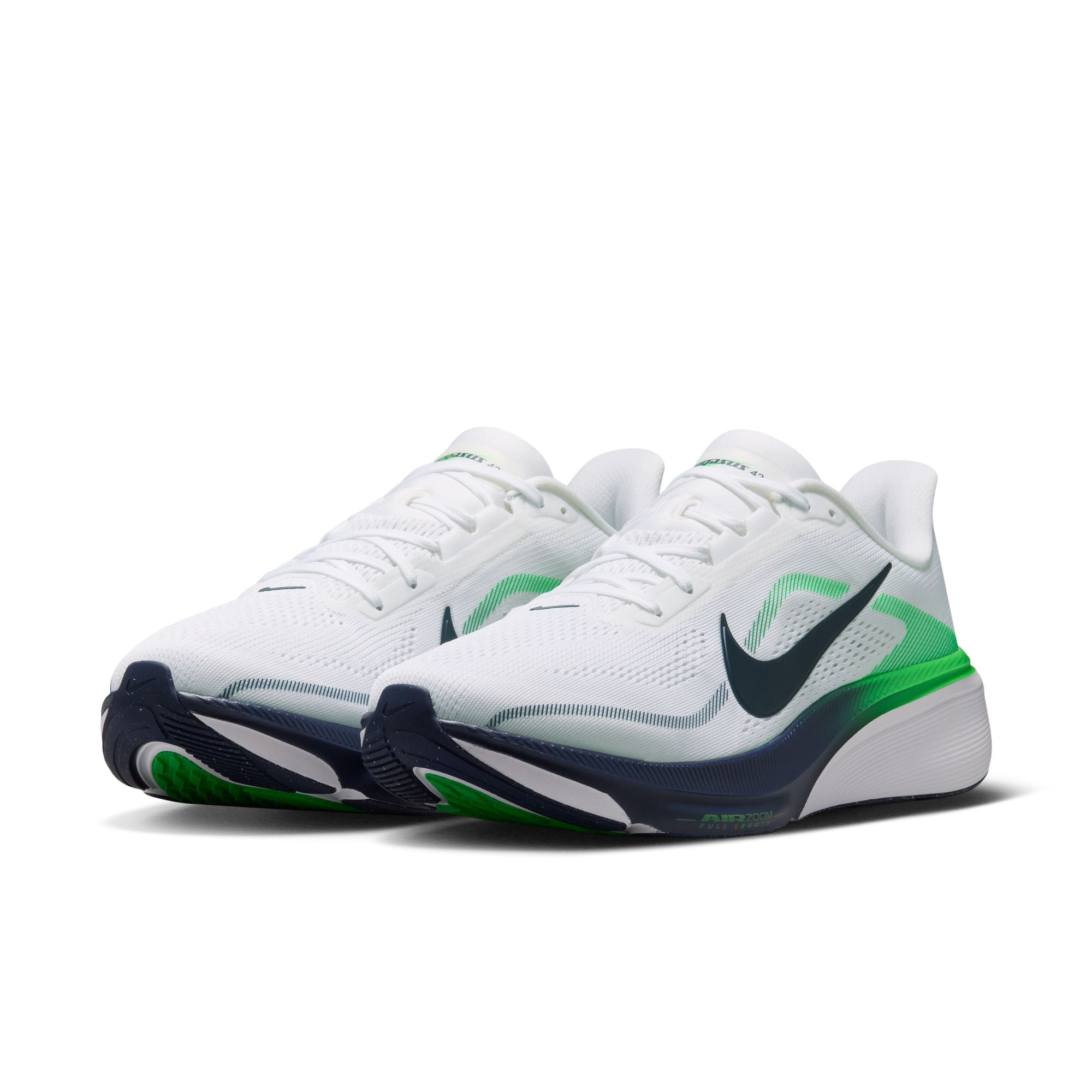 NIKE Pegasus 42 (Men's) WHITE/MIDNIGHT NAVY-GREEN SPARK