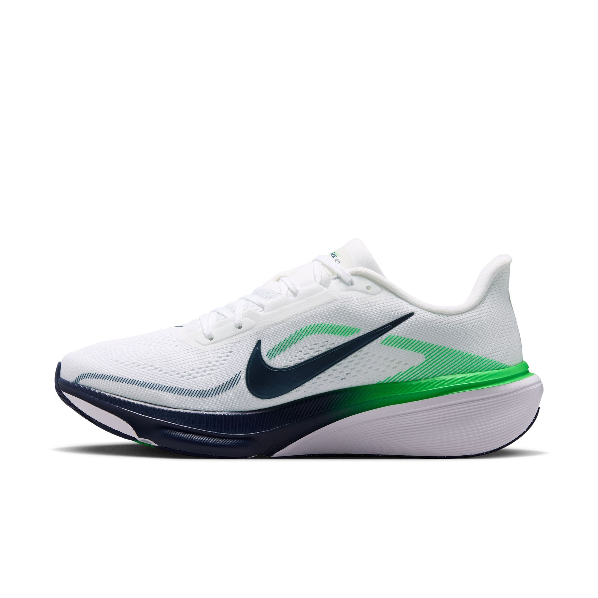 NIKE Pegasus 42 (Men's) WHITE/MIDNIGHT NAVY-GREEN SPARK