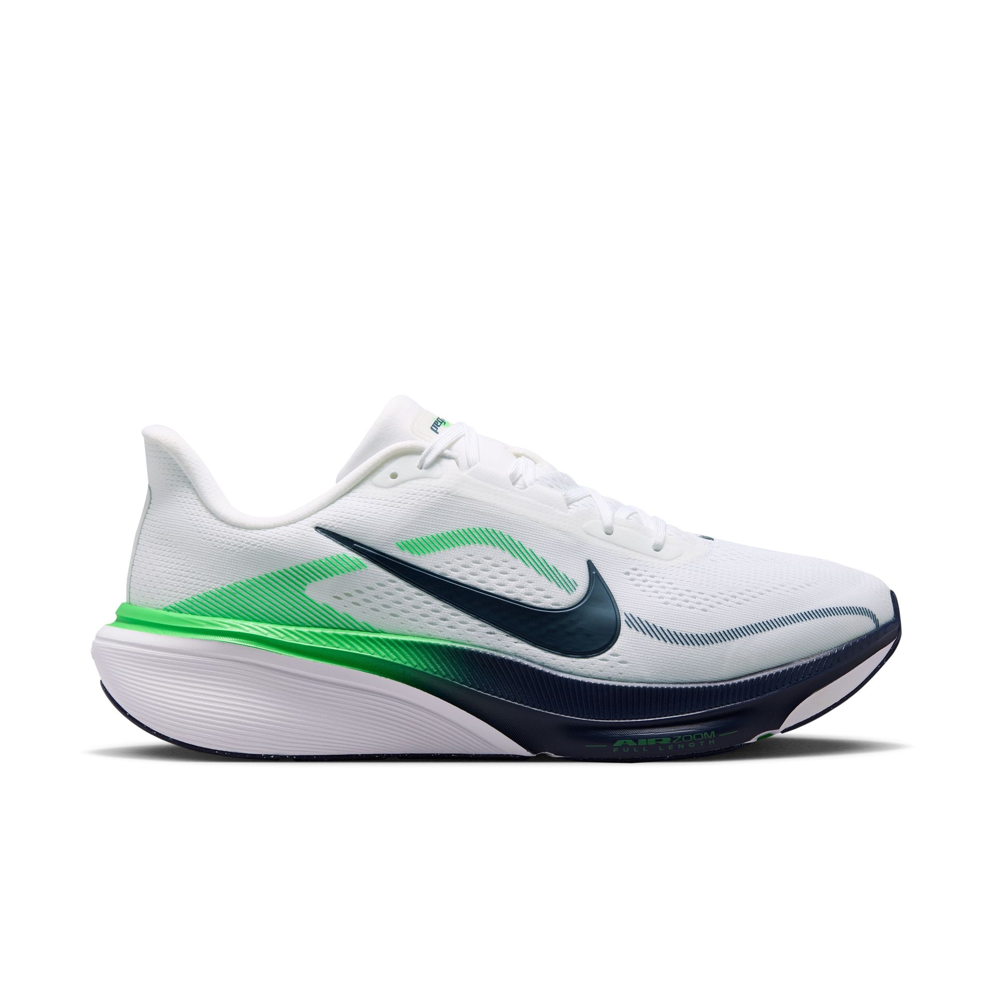 NIKE Pegasus 42 (Men's) WHITE/MIDNIGHT NAVY-GREEN SPARK