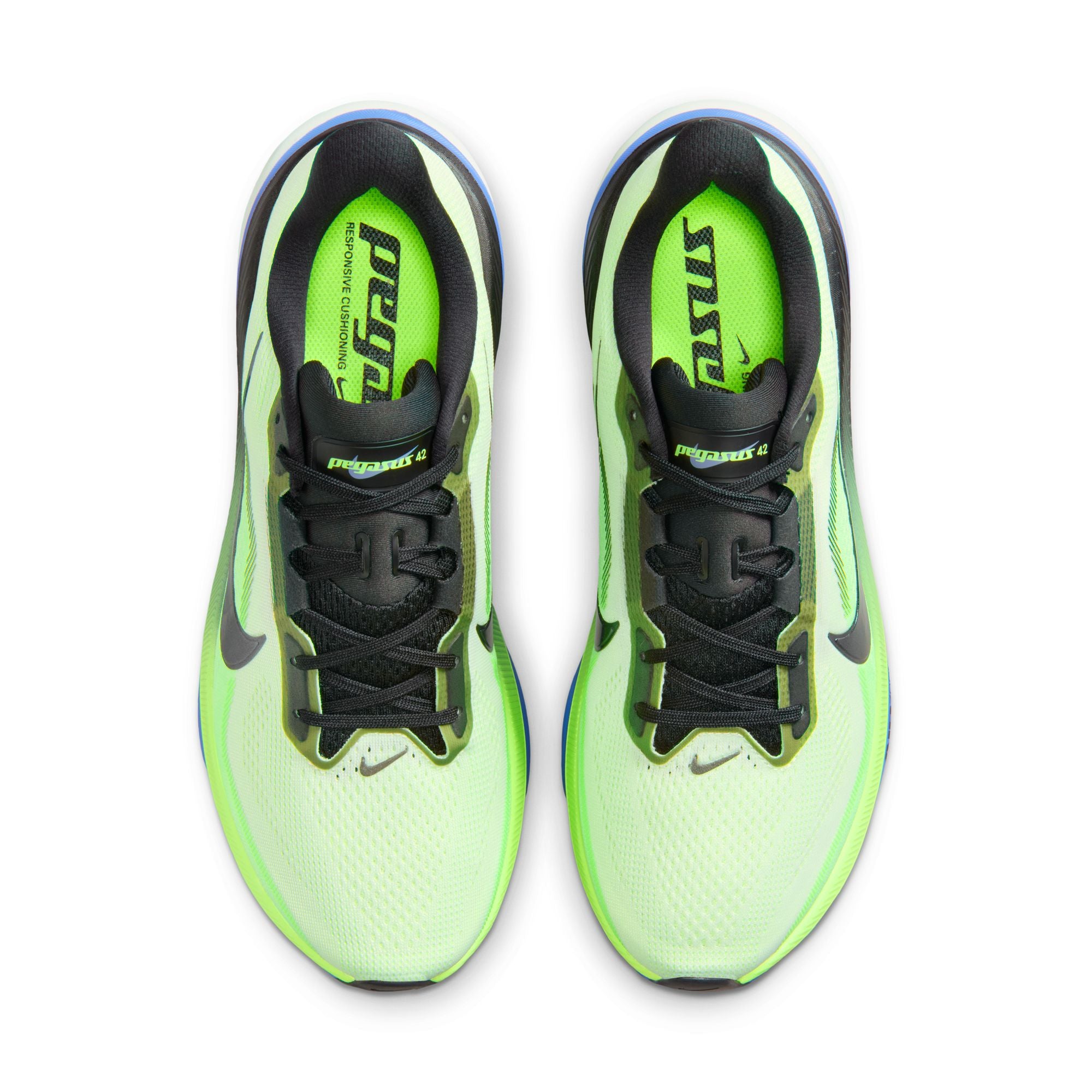 NIKE Pegasus 42 (Men's) VOLT TINT/BLACK SPRUCE-SAPPHIRE-LIME BLAST