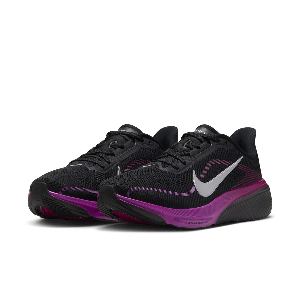 NIKE Pegasus 42 (Women's) BLACK/METALLIC SILVER-VIVID PURPLE