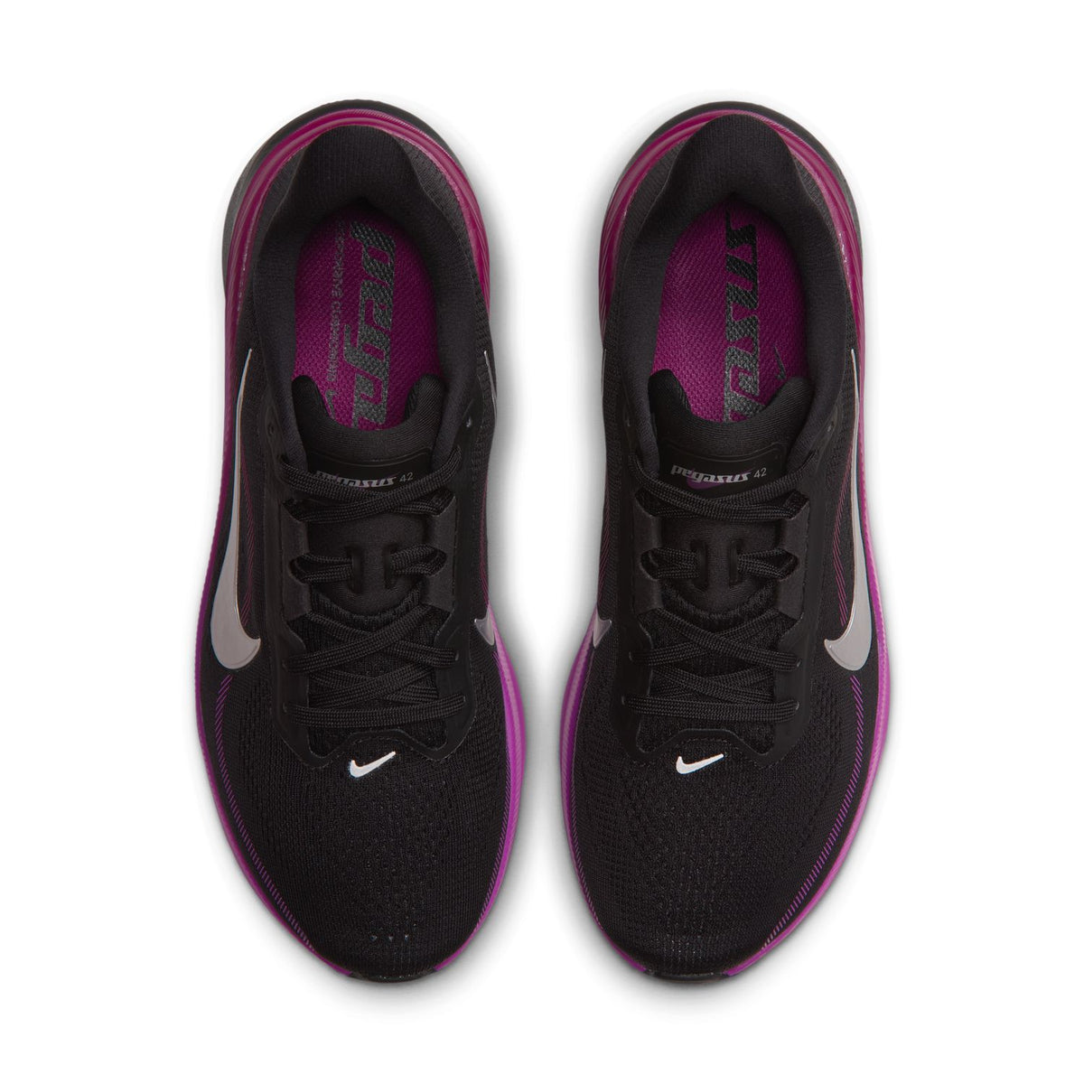 NIKE Pegasus 42 (Women's) BLACK/METALLIC SILVER-VIVID PURPLE