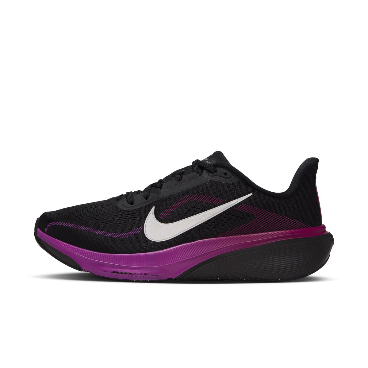NIKE Pegasus 42 (Women's) BLACK/METALLIC SILVER-VIVID PURPLE