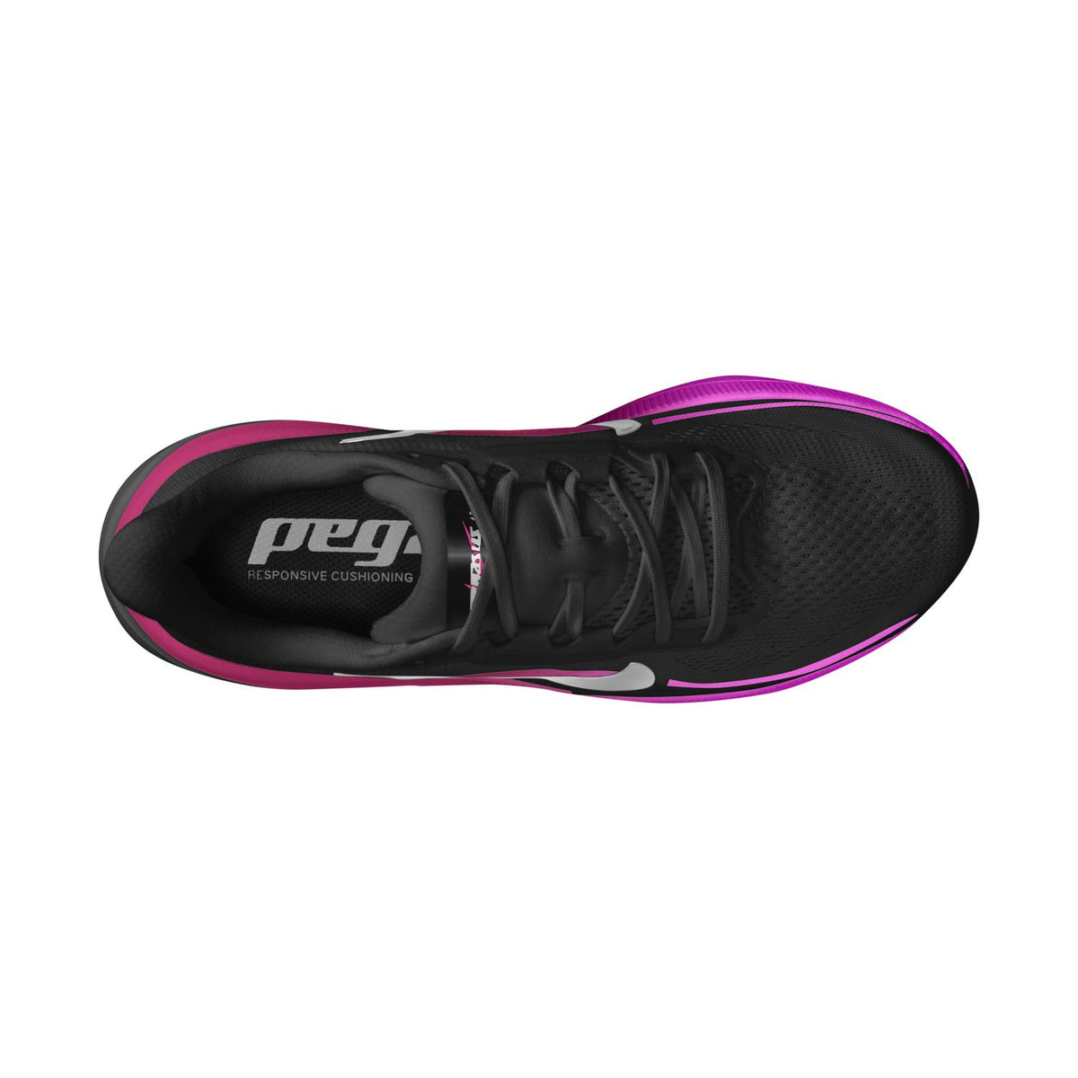 NIKE Pegasus 42 (Women's) BLACK/METALLIC SILVER-VIVID PURPLE