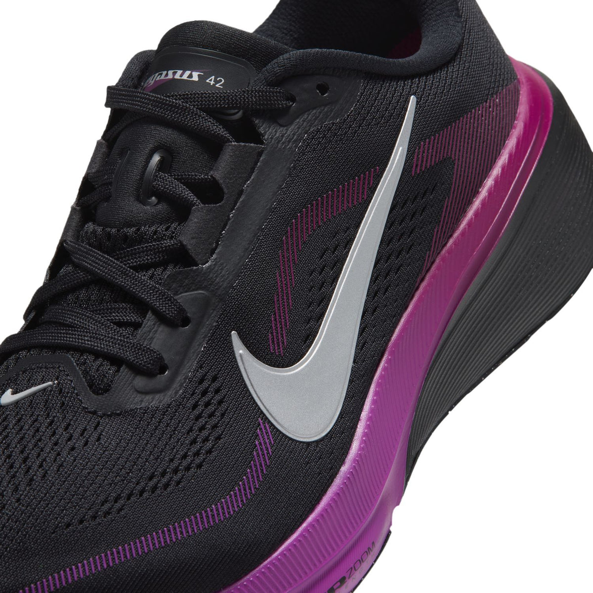NIKE Pegasus 42 (Women's) BLACK/METALLIC SILVER-VIVID PURPLE