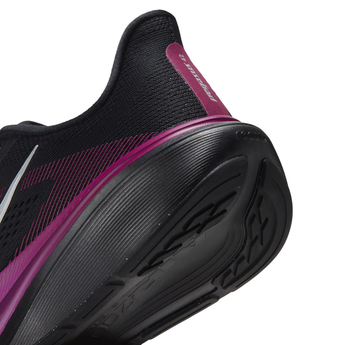 NIKE Pegasus 42 (Women's) BLACK/METALLIC SILVER-VIVID PURPLE