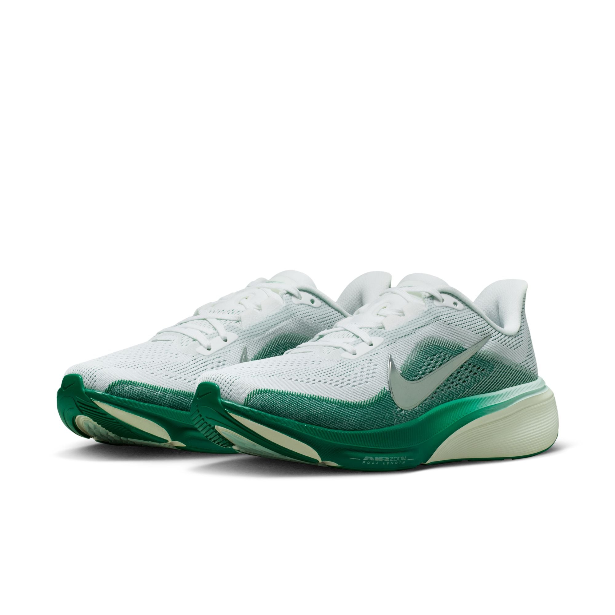 NIKE Pegasus 42 (Women's) WHITE/MTLC SILVER-MALACHITE-BARELY GREEN-SAIL