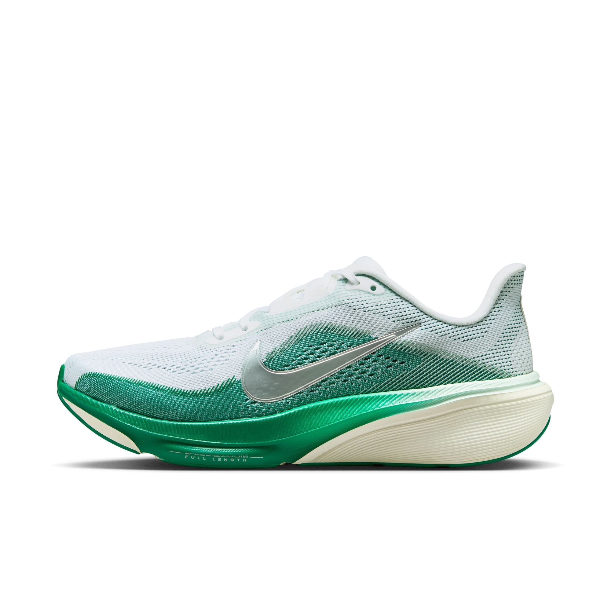 NIKE Pegasus 42 (Women's) WHITE/MTLC SILVER-MALACHITE-BARELY GREEN-SAIL