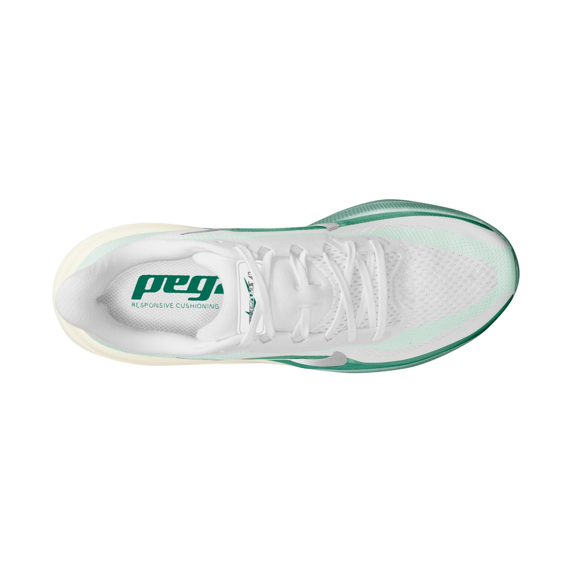 NIKE Pegasus 42 (Women's) WHITE/MTLC SILVER-MALACHITE-BARELY GREEN-SAIL