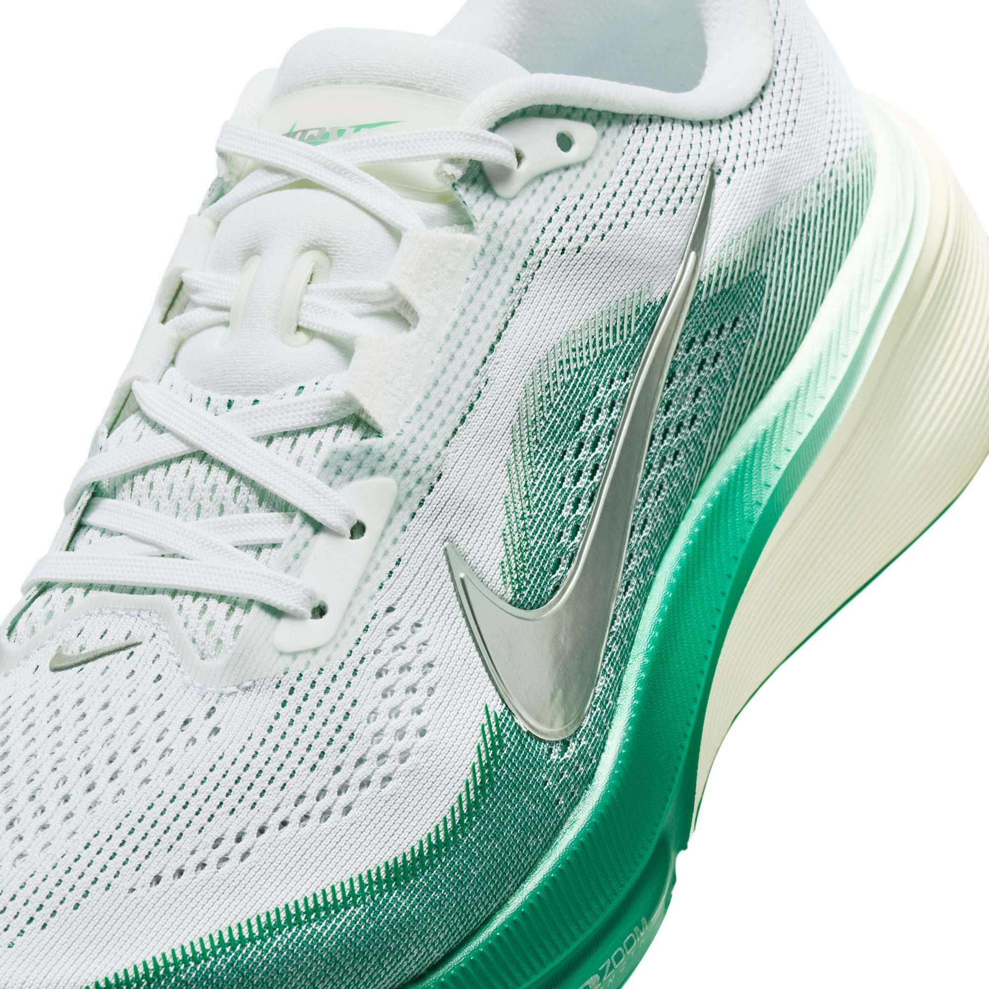 NIKE Pegasus 42 (Women's) WHITE/MTLC SILVER-MALACHITE-BARELY GREEN-SAIL