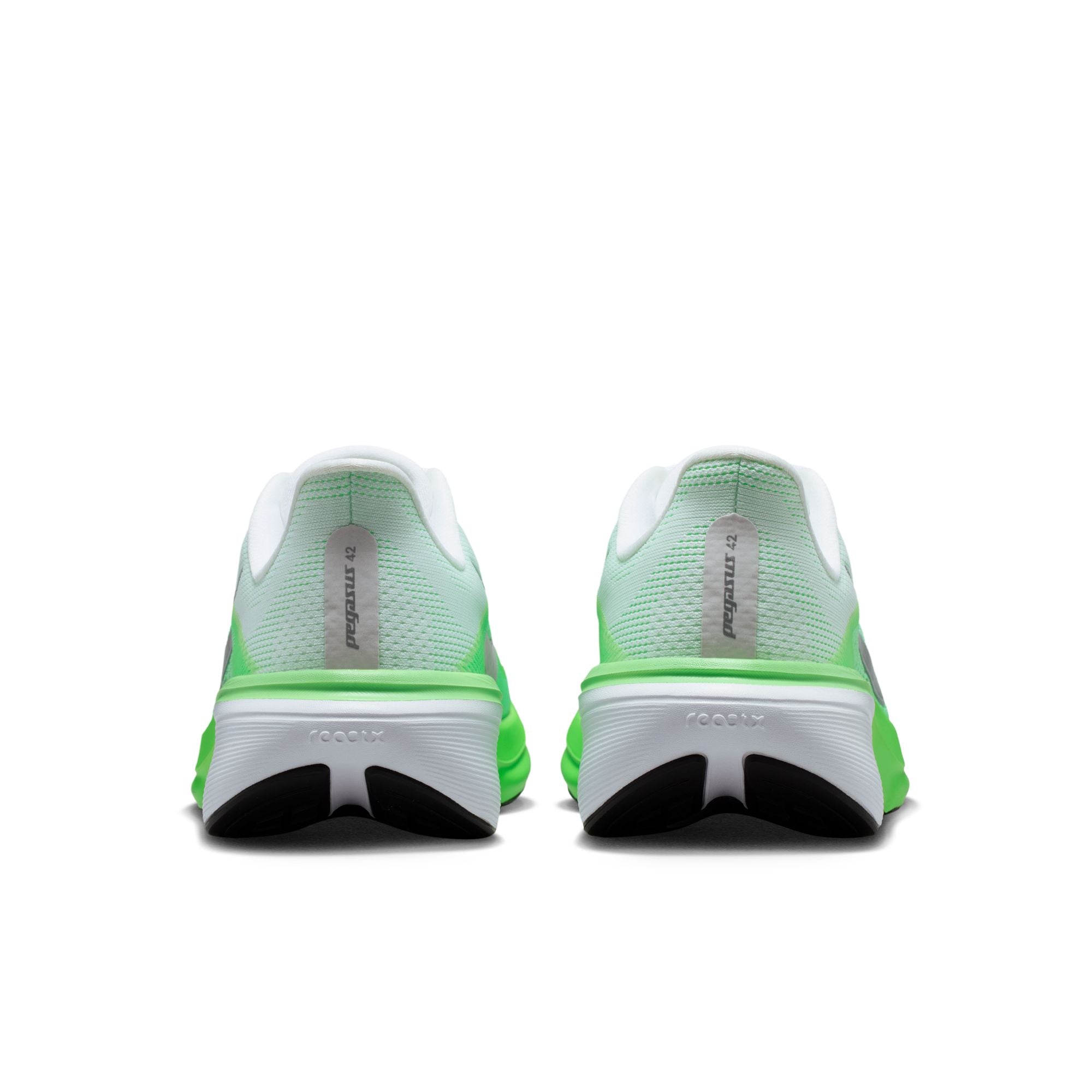 NIKE Pegasus 42 (Women's) WHITE/MTLC SILVER-GREEN STRIKE-ILLUSION GREEN-BLACK