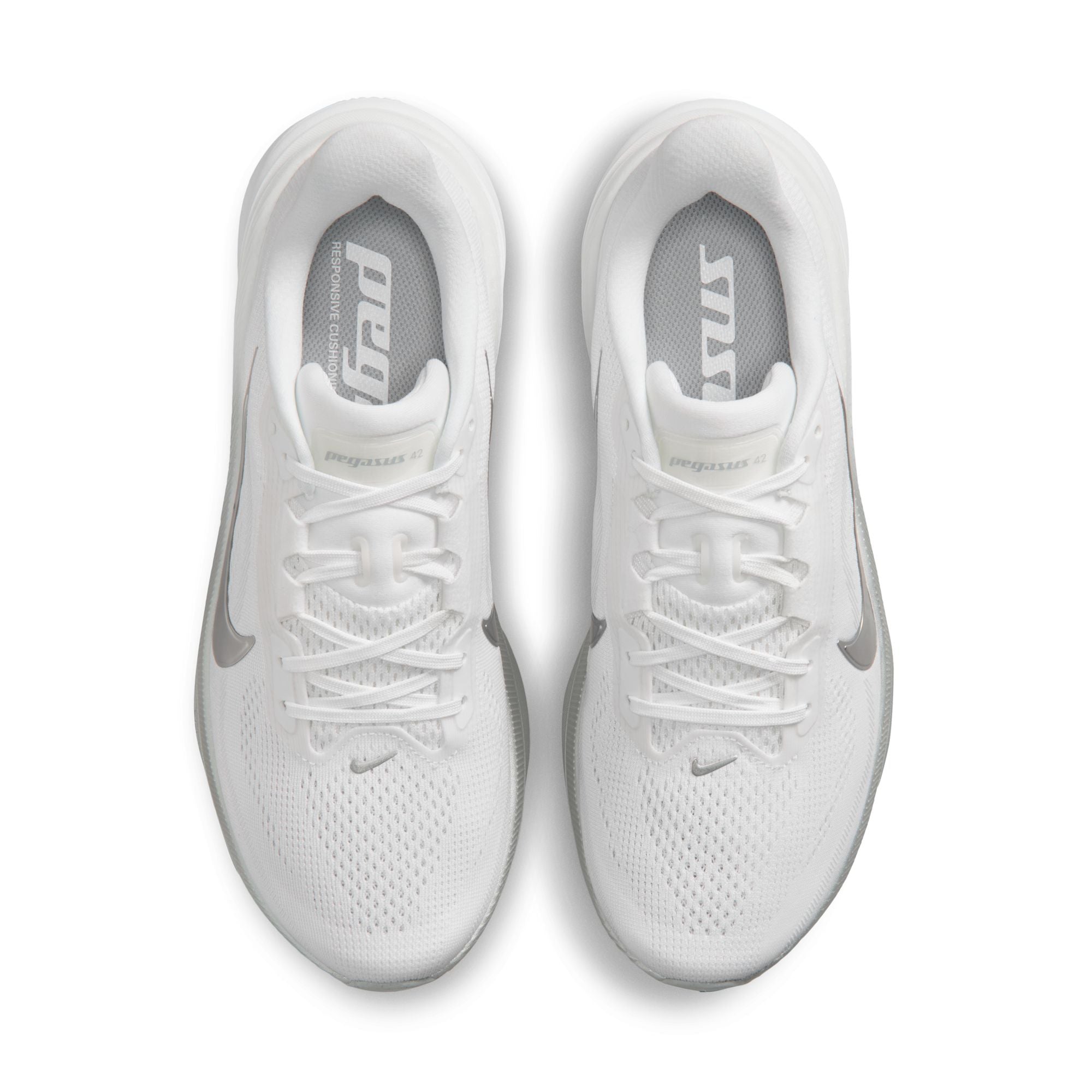 NIKE Pegasus 42 (Women's) WHITE/MTLC SILVER-MALACHITE-BARELY GREEN