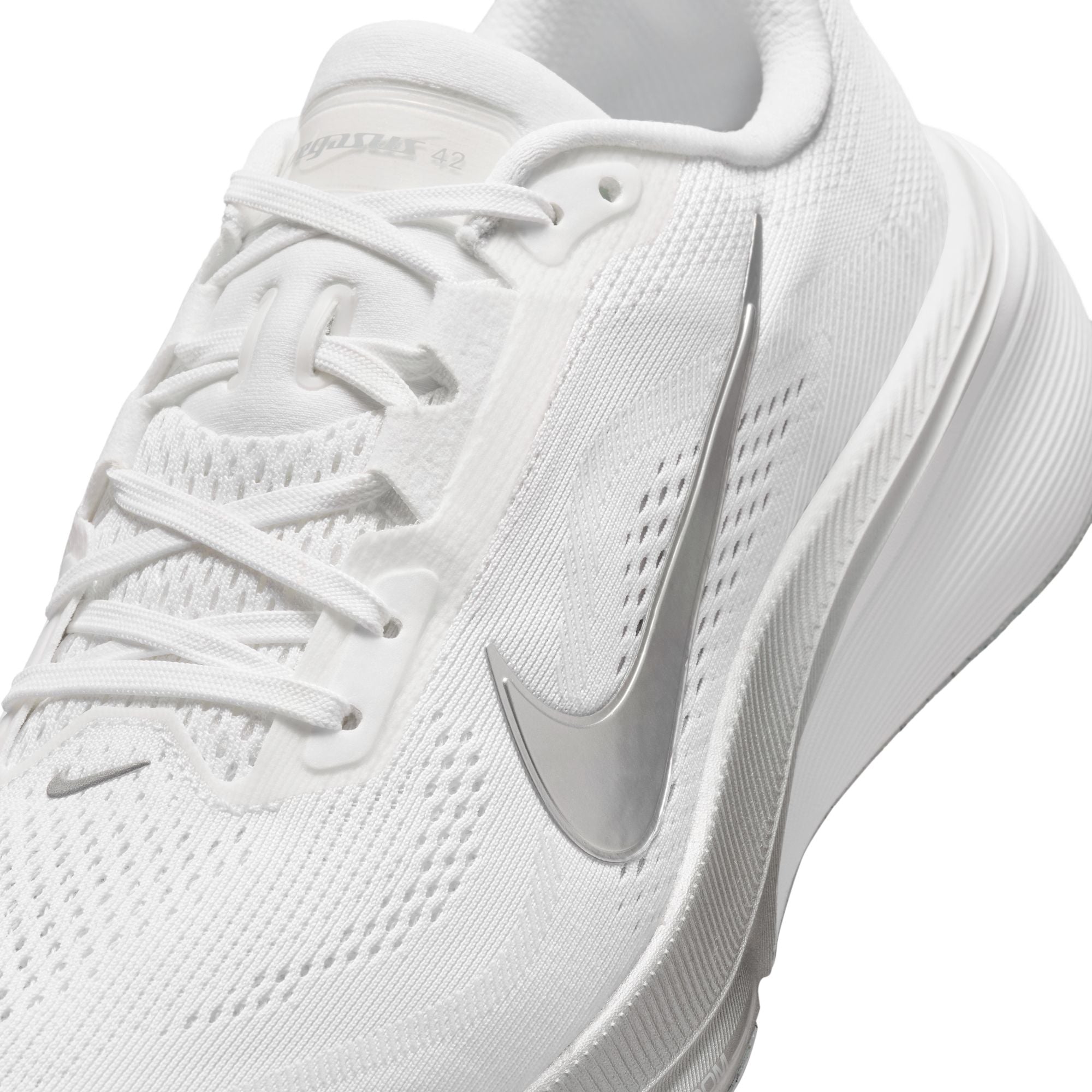 NIKE Pegasus 42 (Women's) WHITE/MTLC SILVER-WOLF GREY-COOL GREY