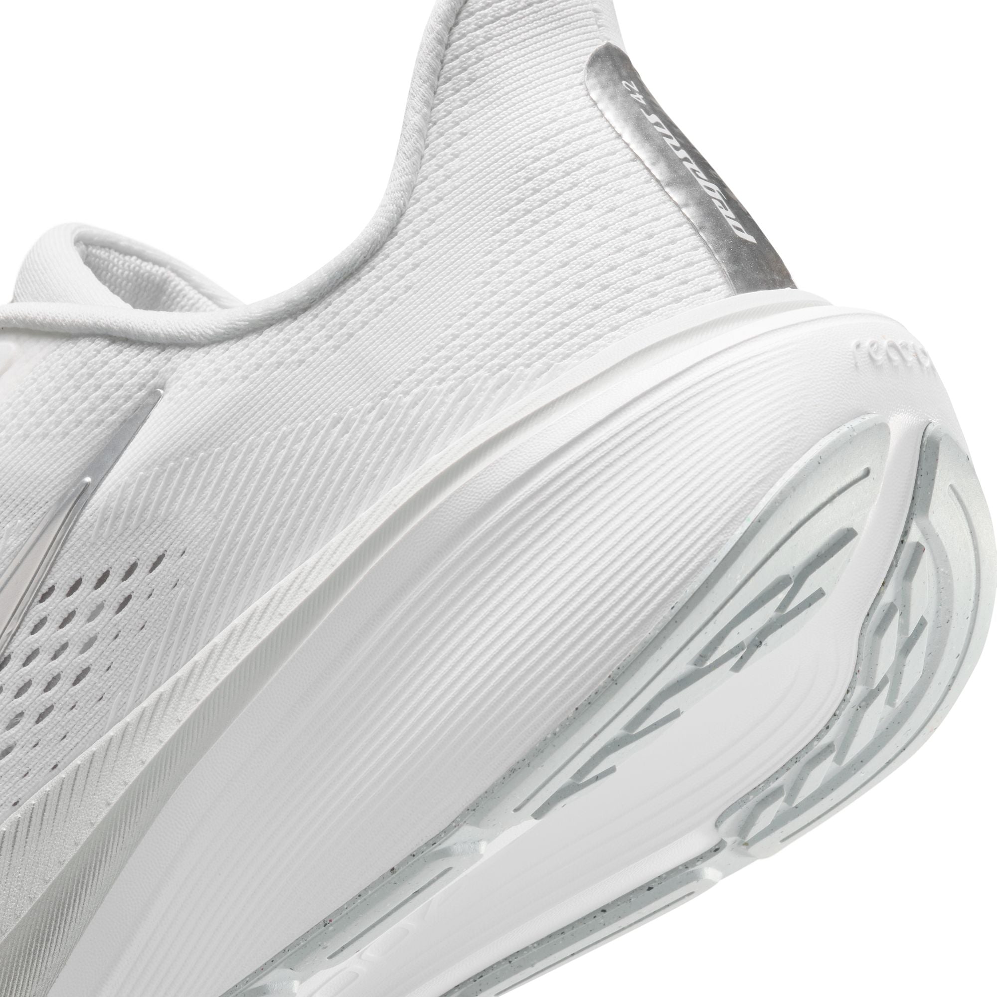 NIKE Pegasus 42 (Women's) WHITE/MTLC SILVER-MALACHITE-BARELY GREEN