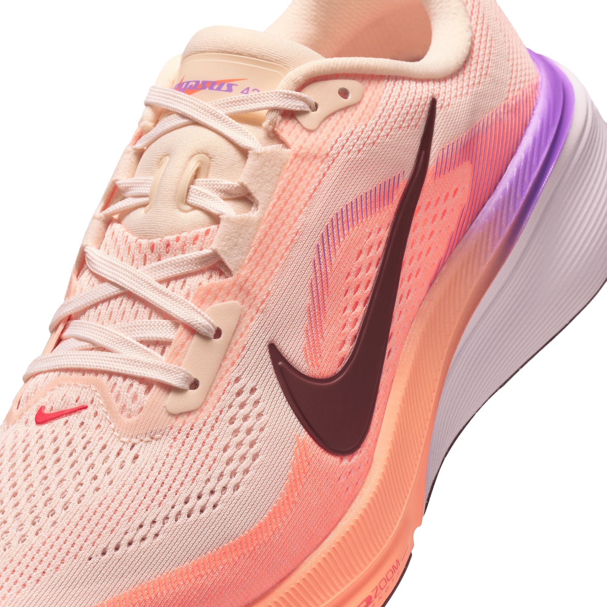 NIKE Pegasus 42 (Women's) CHALK/TATTOO-ORANGE PULSE-BRT VIOLET-BLEACHED LILAC-LT CRIMSON