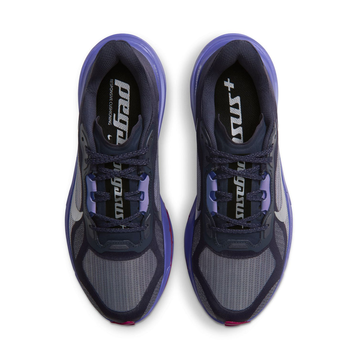NIKE Pegasus Plus 2 (Women's) GRIDIRON/MTLC SILVER-PERSIAN VIOLET-TRUE BERRY-BLACK-PURPLE PULSE