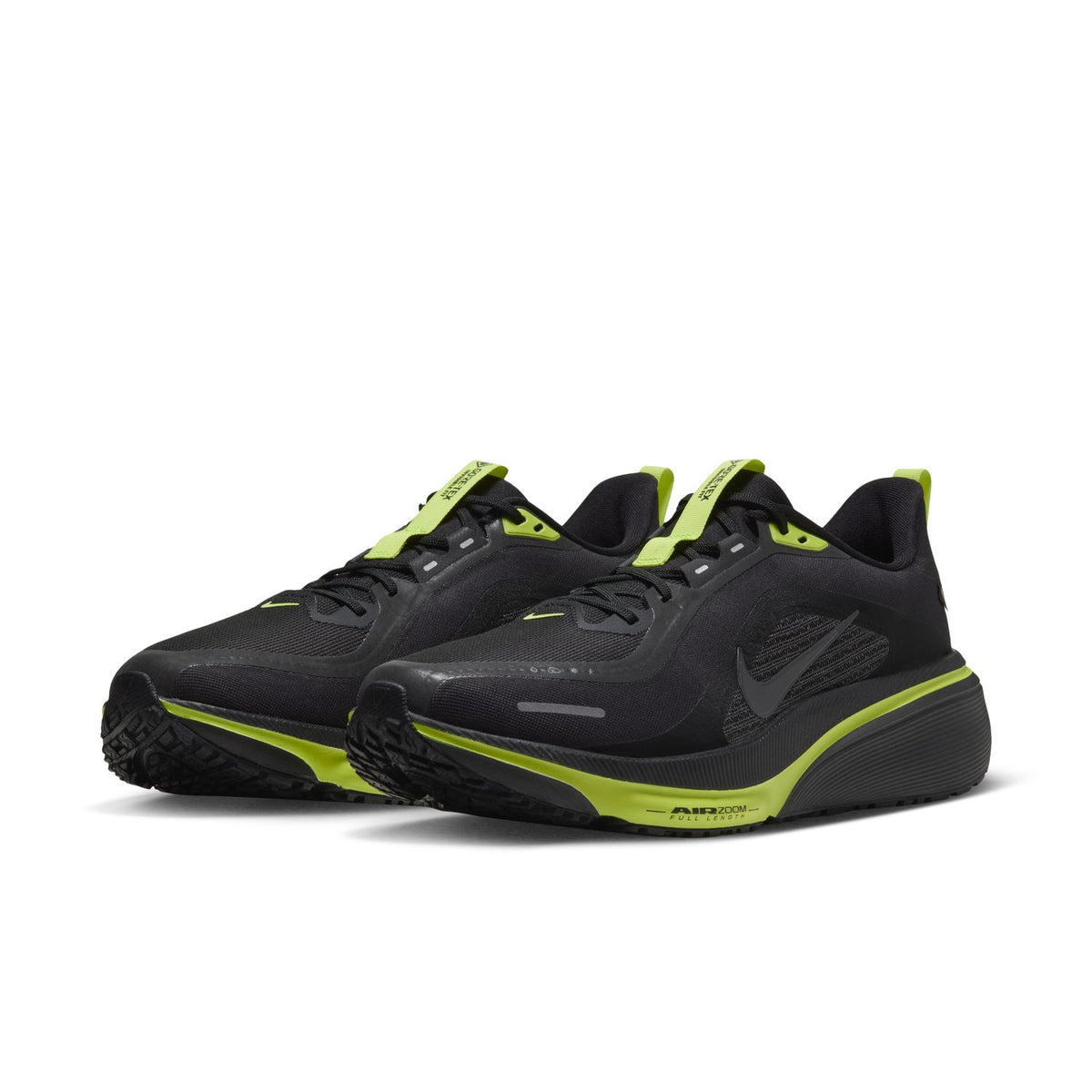 NIKE Pegasus 42 GORE-TEX (Men's) BLACK/MTLC DARK GREY-LEMON VENOM