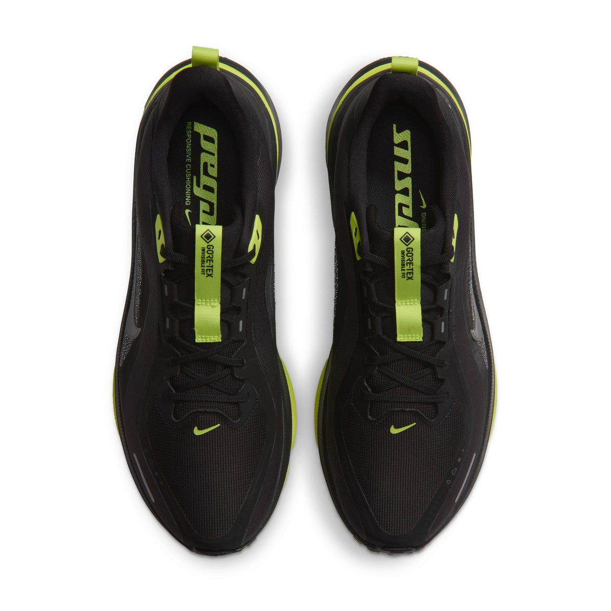 NIKE Pegasus 42 GORE-TEX (Men's) BLACK/MTLC DARK GREY-LEMON VENOM