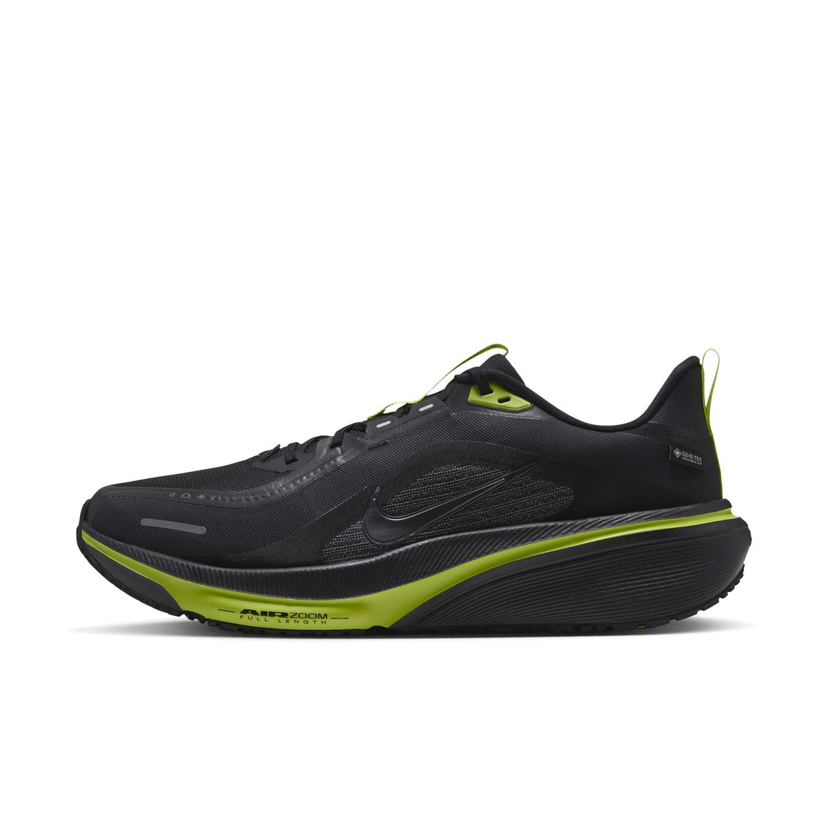 NIKE Pegasus 42 GORE-TEX (Men's) BLACK/MTLC DARK GREY-LEMON VENOM