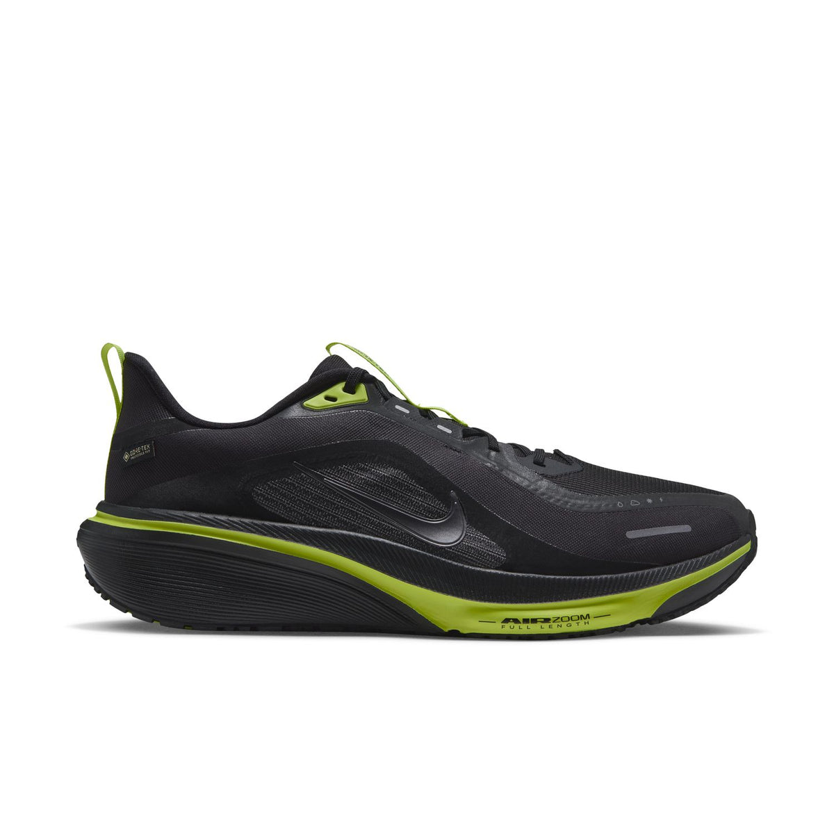 NIKE Pegasus 42 GORE-TEX (Men's) BLACK/MTLC DARK GREY-LEMON VENOM
