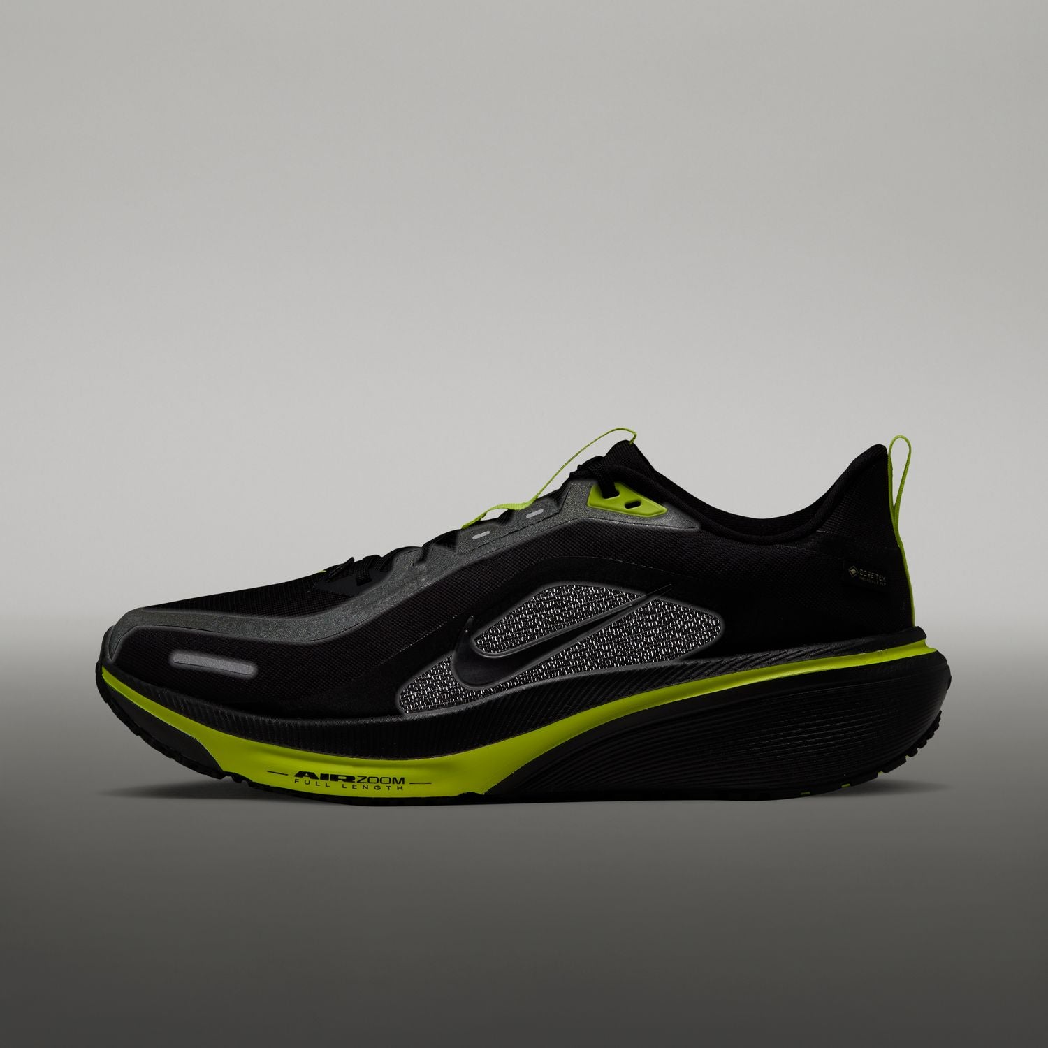 NIKE Pegasus 42 GORE-TEX (Men's) BLACK/MTLC DARK GREY-LEMON VENOM
