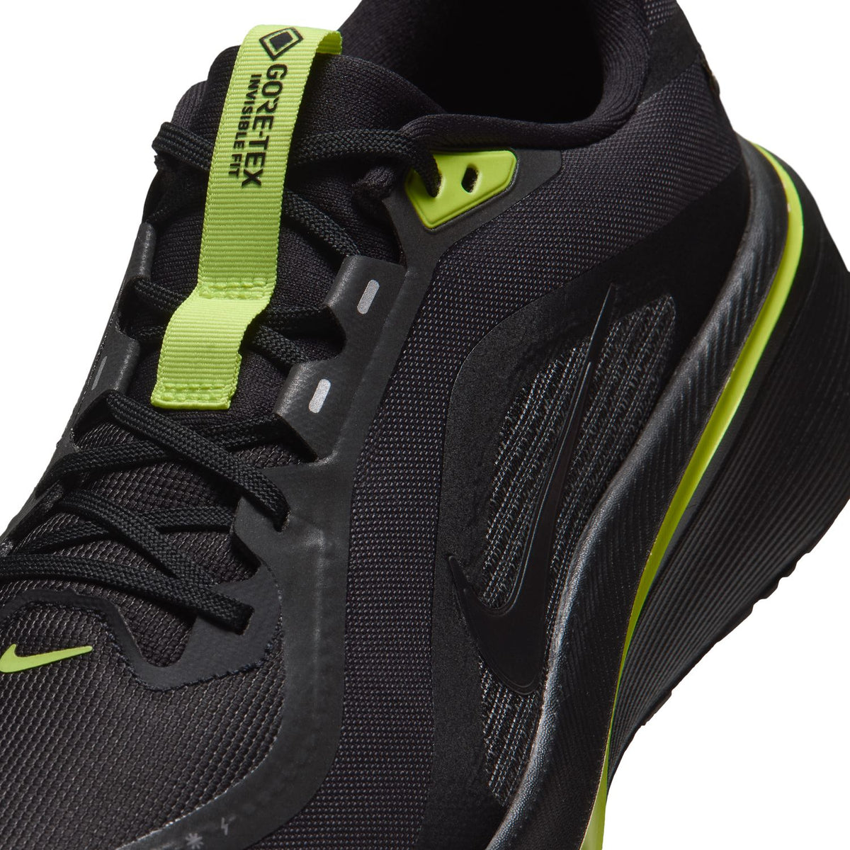 NIKE Pegasus 42 GORE-TEX (Men's) BLACK/MTLC DARK GREY-LEMON VENOM