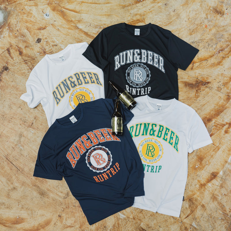 Run &amp; Beer College Design DRY Tee (White / Green &amp; Yellow)