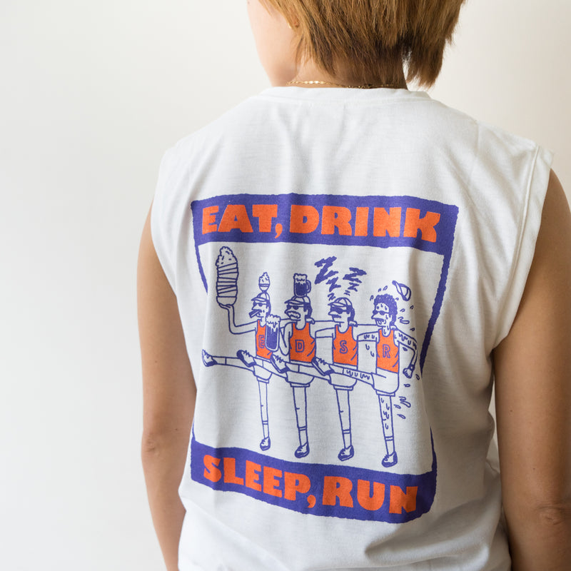 EAT DRINK SLEEP RUN CHOAS Sleeve-less Tee