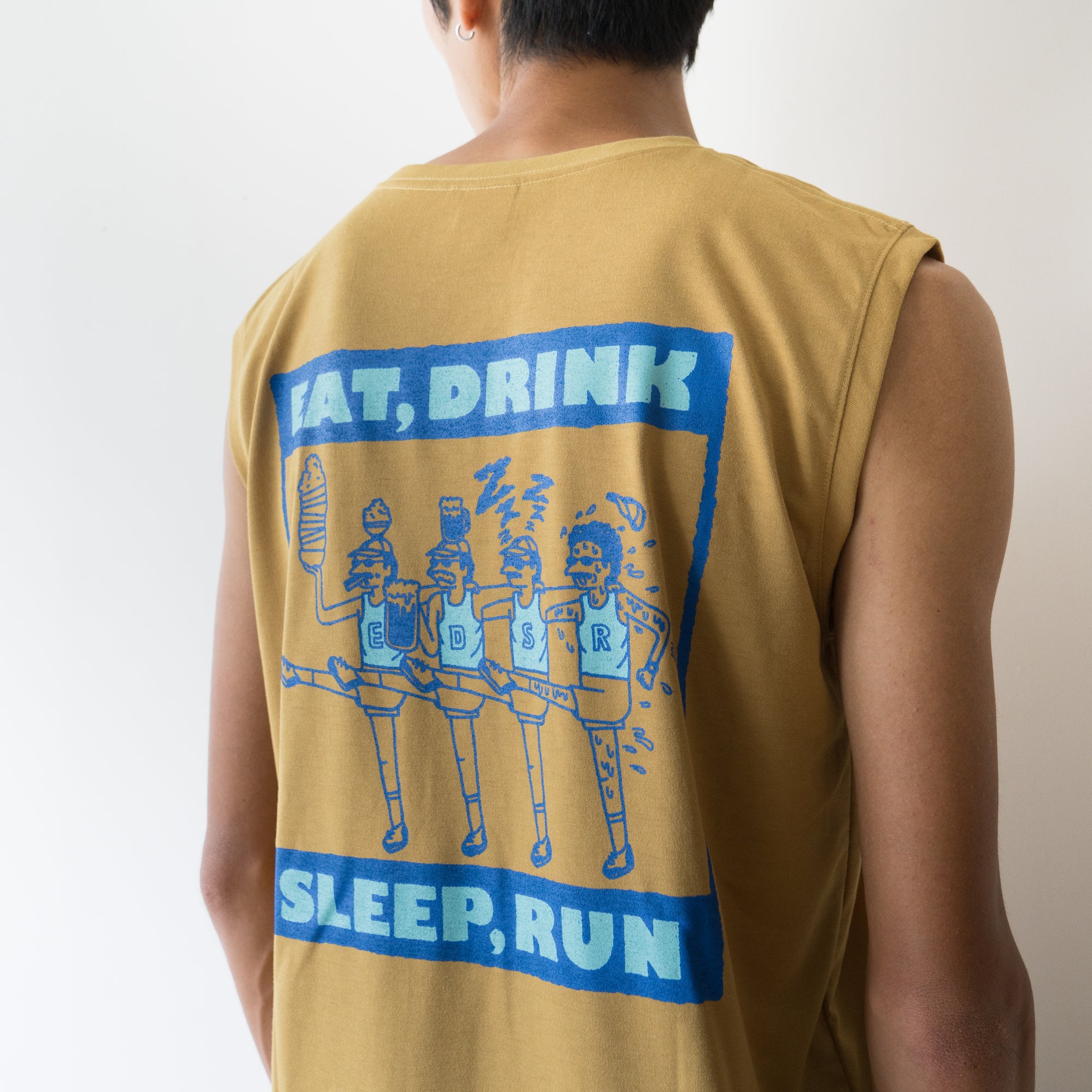 EAT DRINK SLEEP RUN CHOAS Sleeve-less Tee