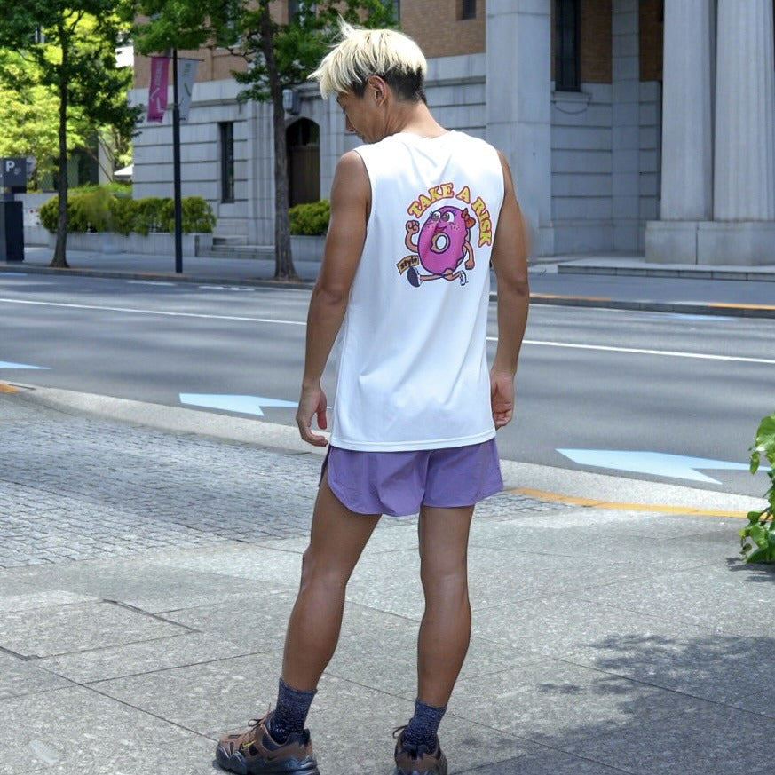 Style | DONUTS "TAKE A RISK" Sleeve-less Tee by JINGER (Men's White)
