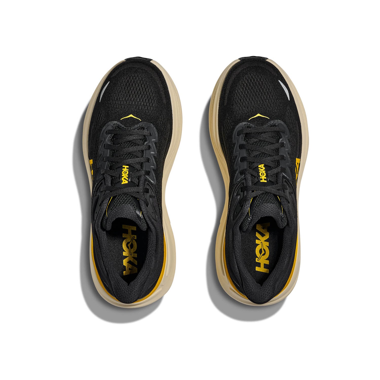HOKA BONDI 9 (MENS) CARBON BLACK / YELLOW GOLD
