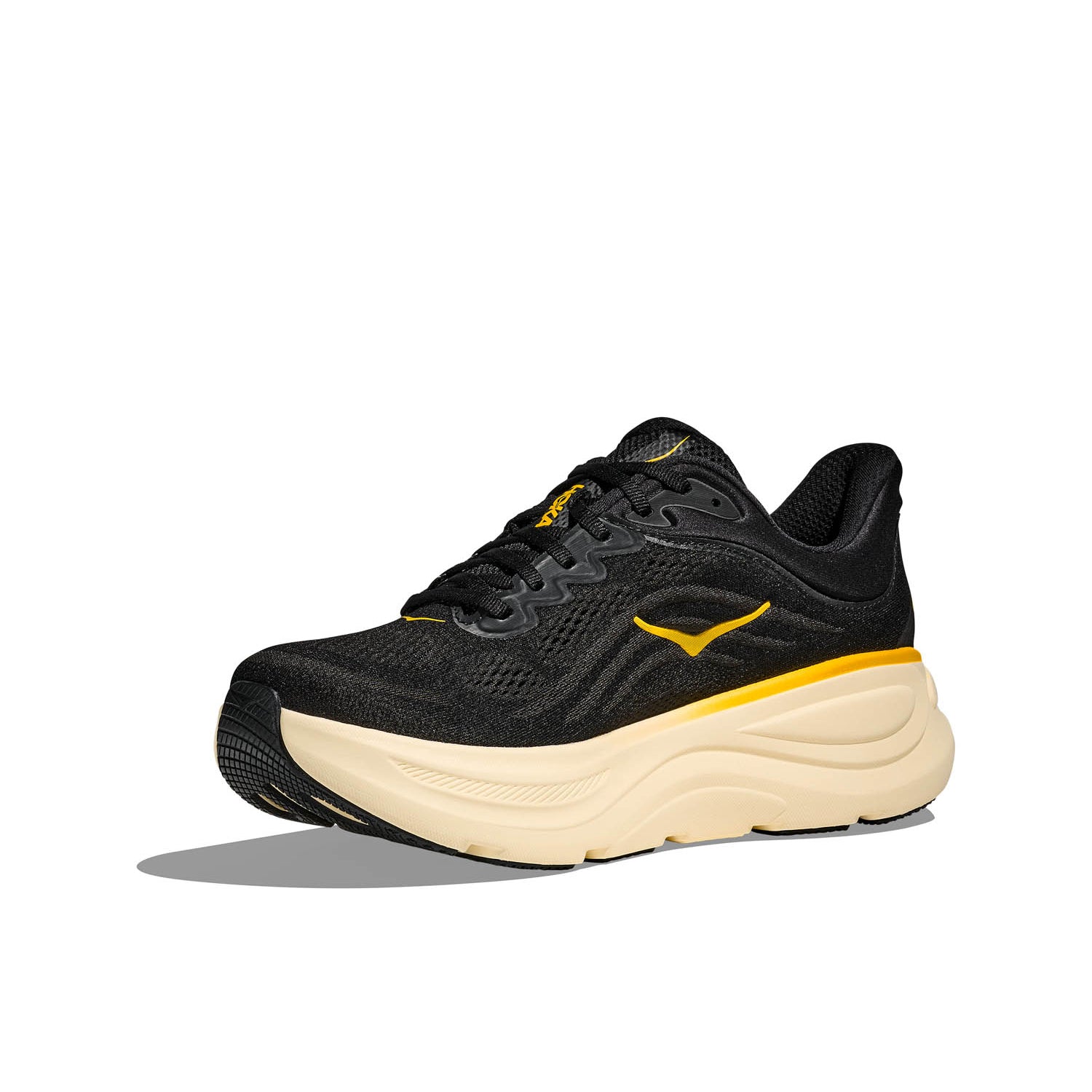 HOKA BONDI 9 (MENS) CARBON BLACK / YELLOW GOLD
