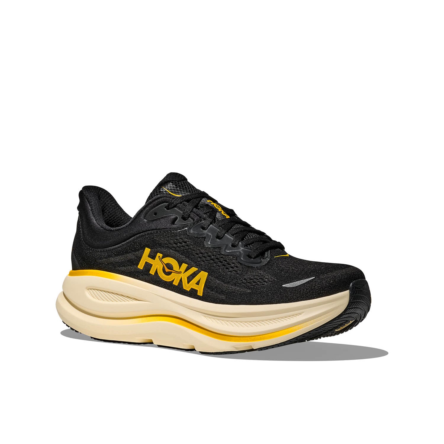 HOKA BONDI 9 (MENS) CARBON BLACK / YELLOW GOLD