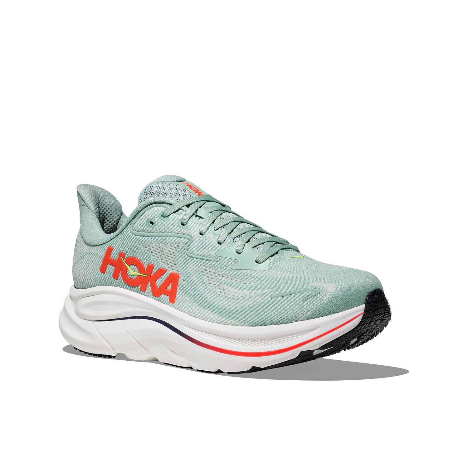 HOKA CLIFTON 10 (MENS) SAGE / NEON FLAME