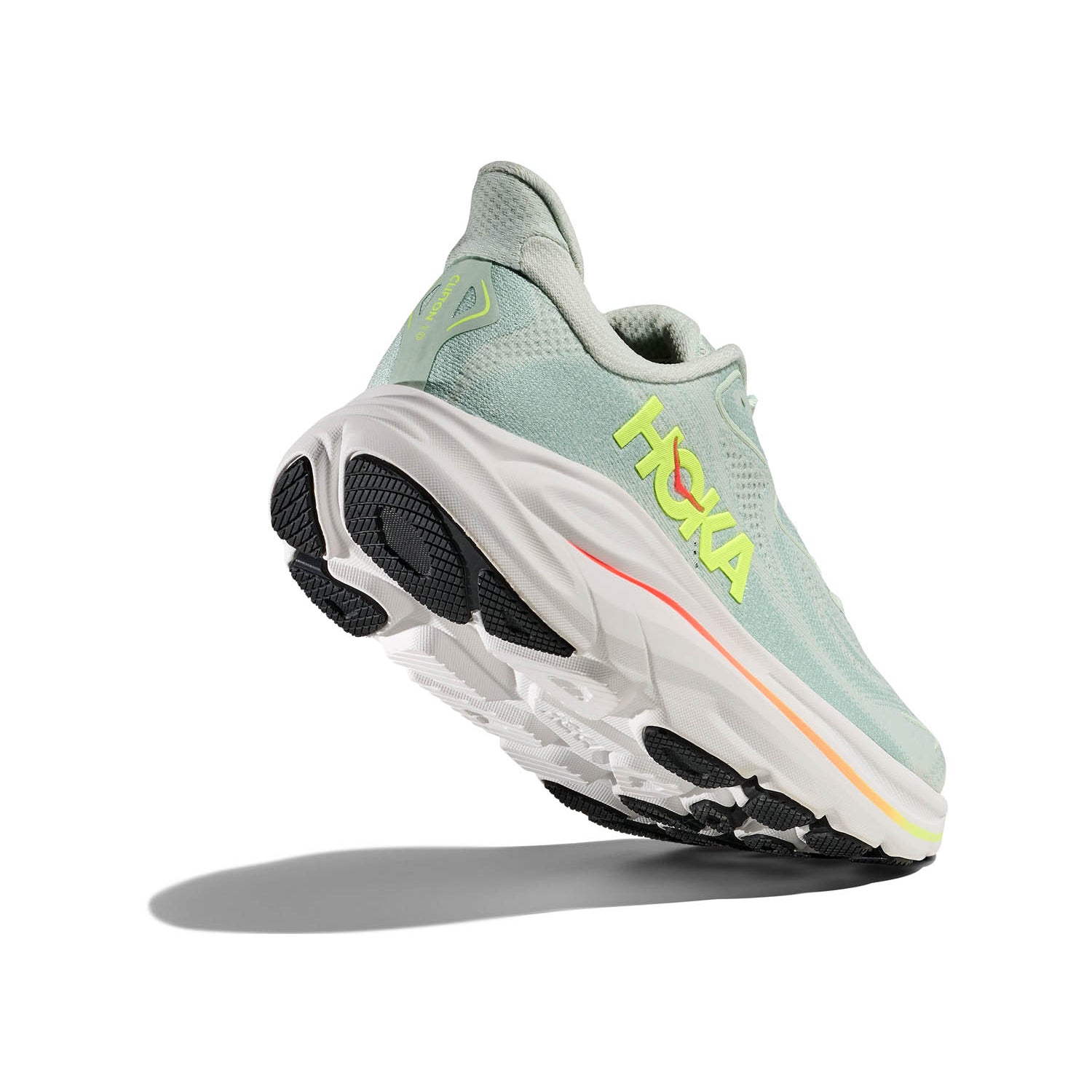 HOKA CLIFTON 10 (WOMENS) SEA GLASS / NEON FLAME