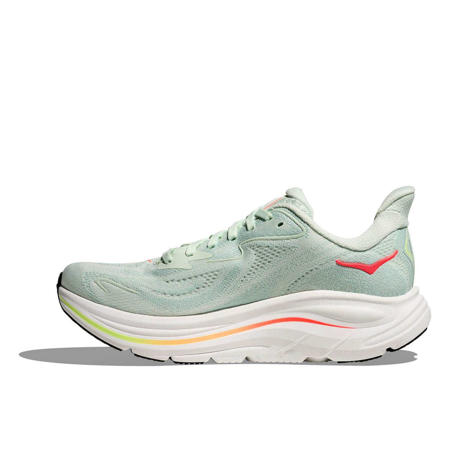 HOKA CLIFTON 10 (WOMENS) SEA GLASS / NEON FLAME