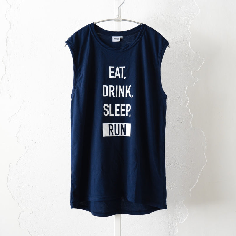 EAT DRINK SLEEP RUN / STREET Vertical Sleeve-less Tee (Navy)