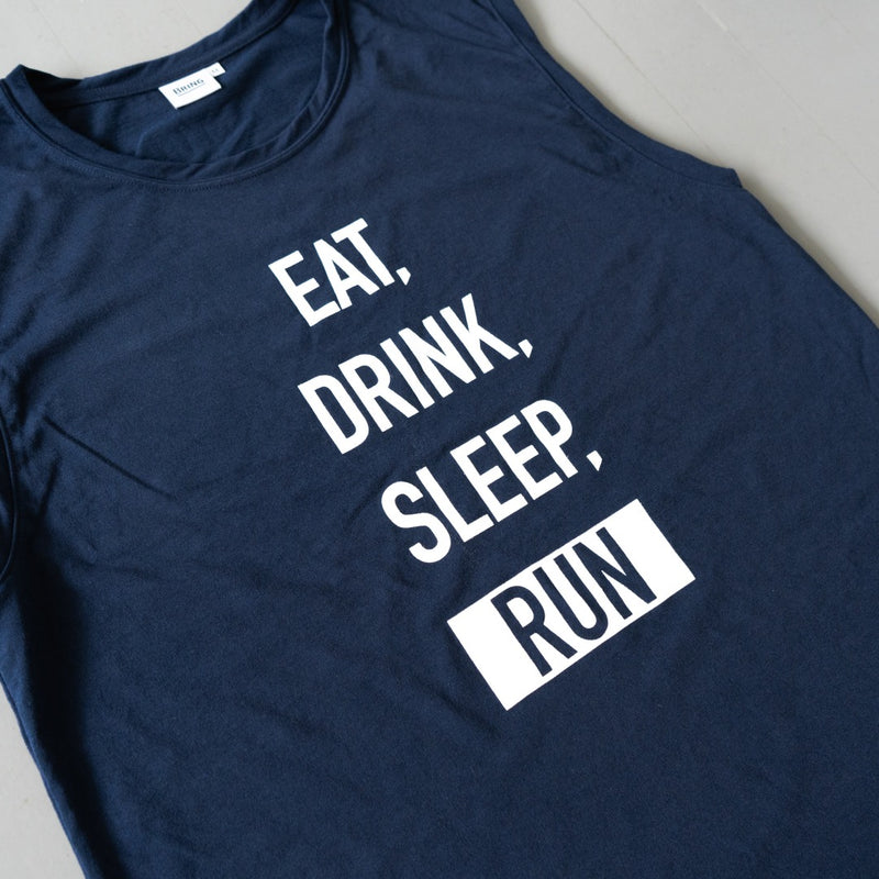 EAT DRINK SLEEP RUN / STREET Vertical Sleeve-less Tee (Navy)