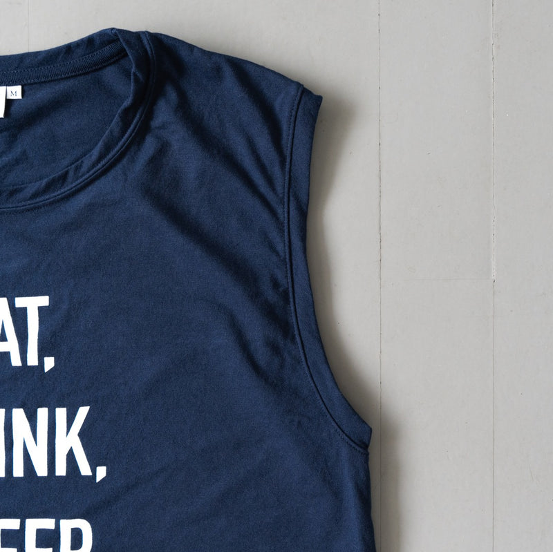 EAT DRINK SLEEP RUN / STREET Vertical Sleeve-less Tee (Navy)