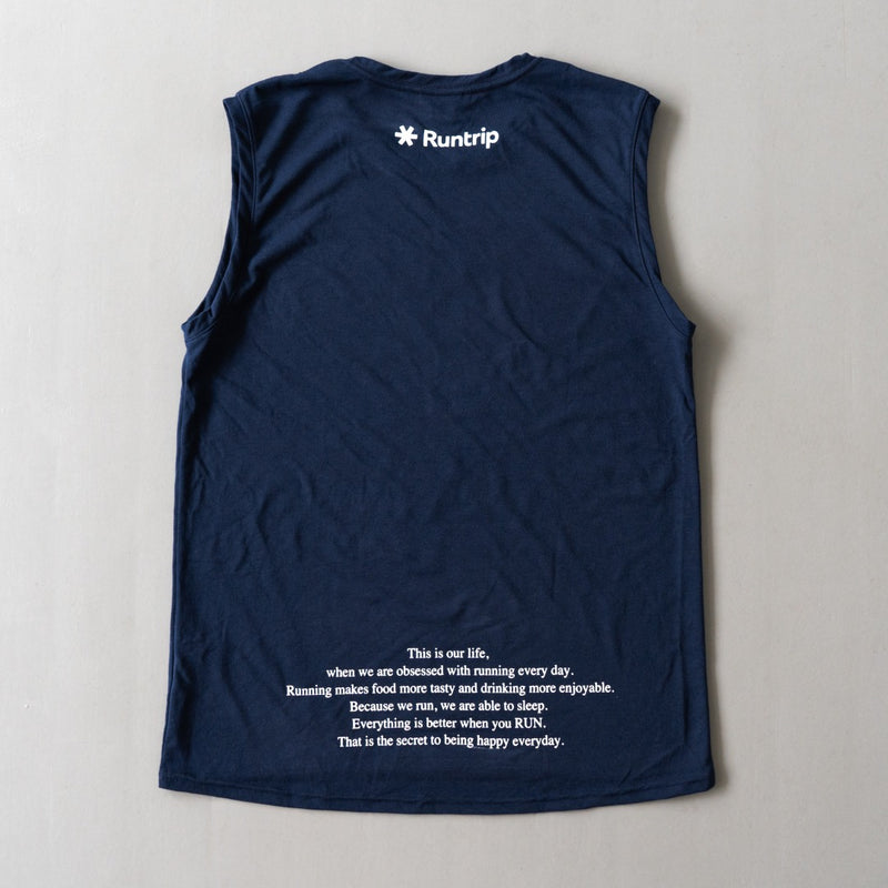 EAT DRINK SLEEP RUN / STREET Vertical Sleeve-less Tee (Navy)