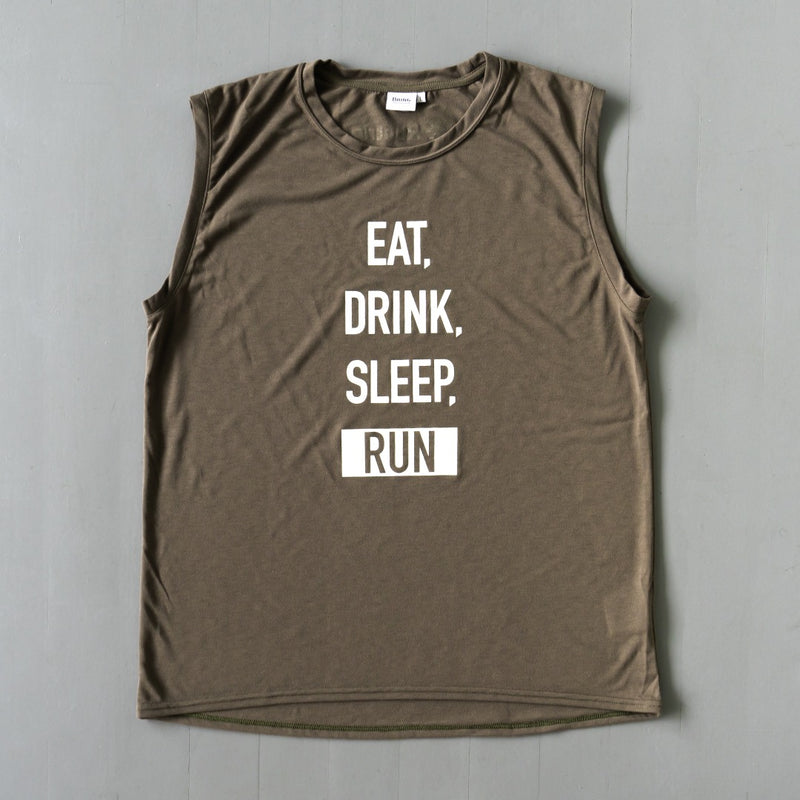 EAT DRINK SLEEP RUN / STREET Vertical Sleeve-less Tee (Khaki)