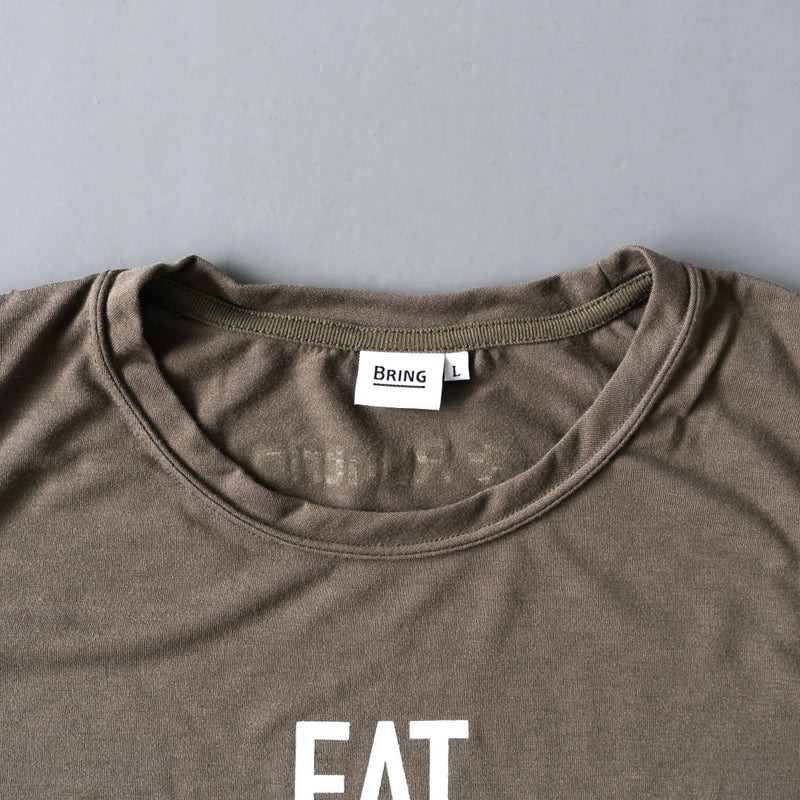 EAT DRINK SLEEP RUN / STREET Vertical Sleeve-less Tee (Khaki)