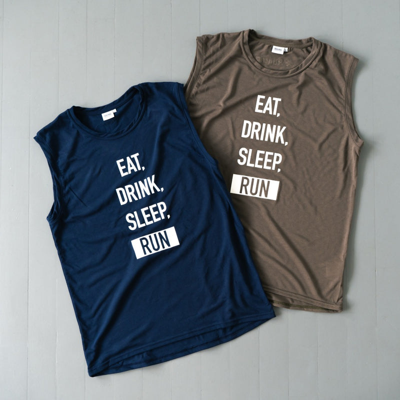 EAT DRINK SLEEP RUN / STREET Vertical Sleeve-less Tee (Navy)