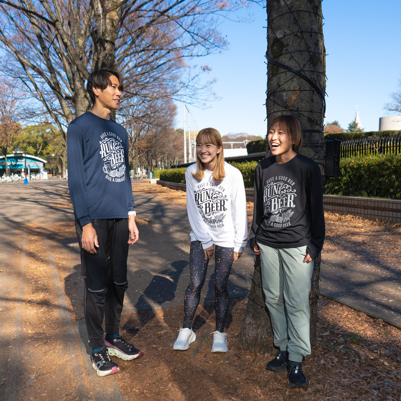 Run & Beer DRY Long-Sleeve  Tee（White）