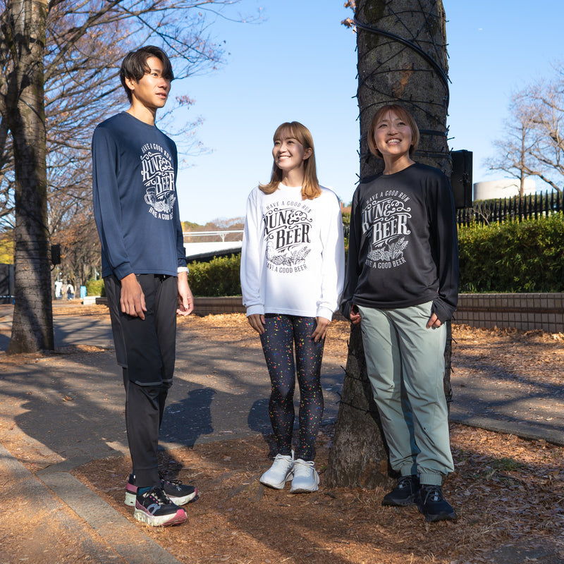 Run & Beer DRY Long-Sleeve  Tee（White）