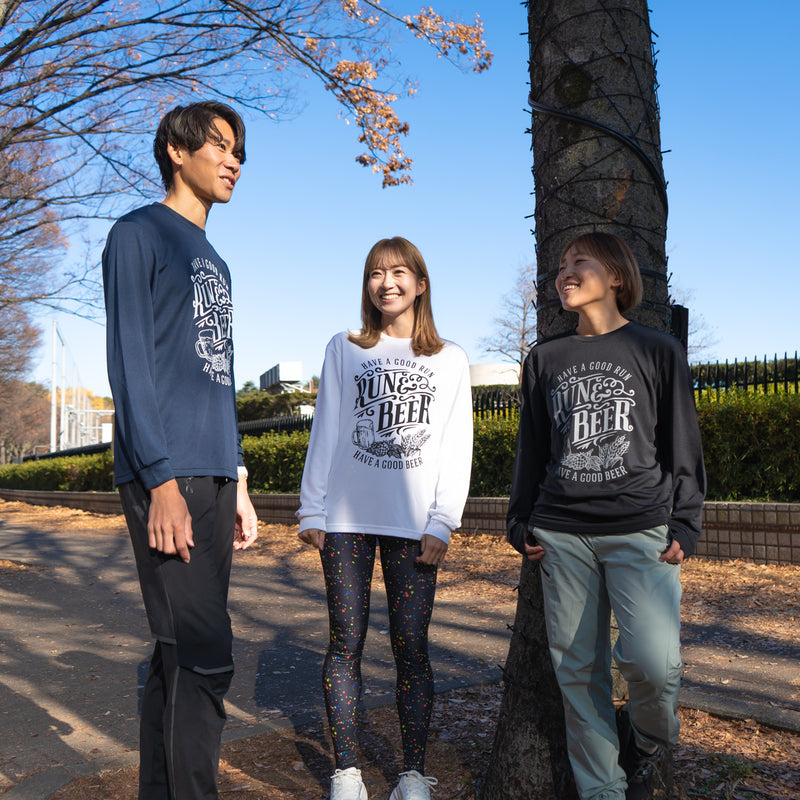 Run & Beer DRY Long-Sleeve  Tee（Navy）