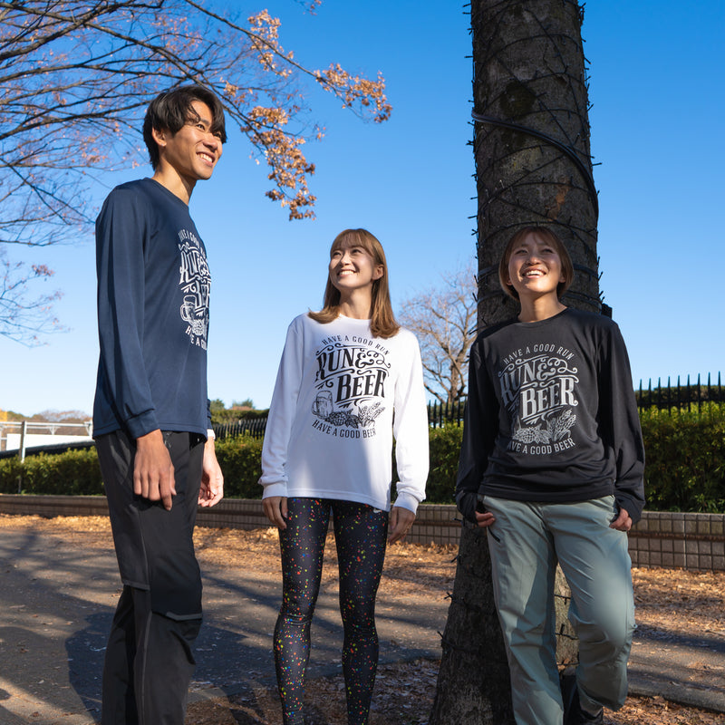 Run & Beer DRY Long-Sleeve  Tee（Navy）