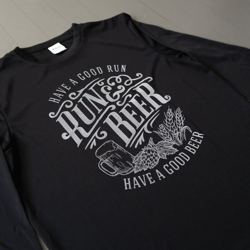 Run & Beer DRY Long-Sleeve  Tee（Black）