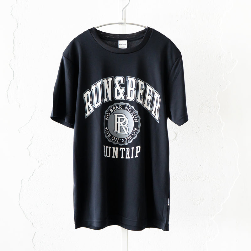 Run &amp; Beer College Design DRY Tee (Black / Gray &amp; White)