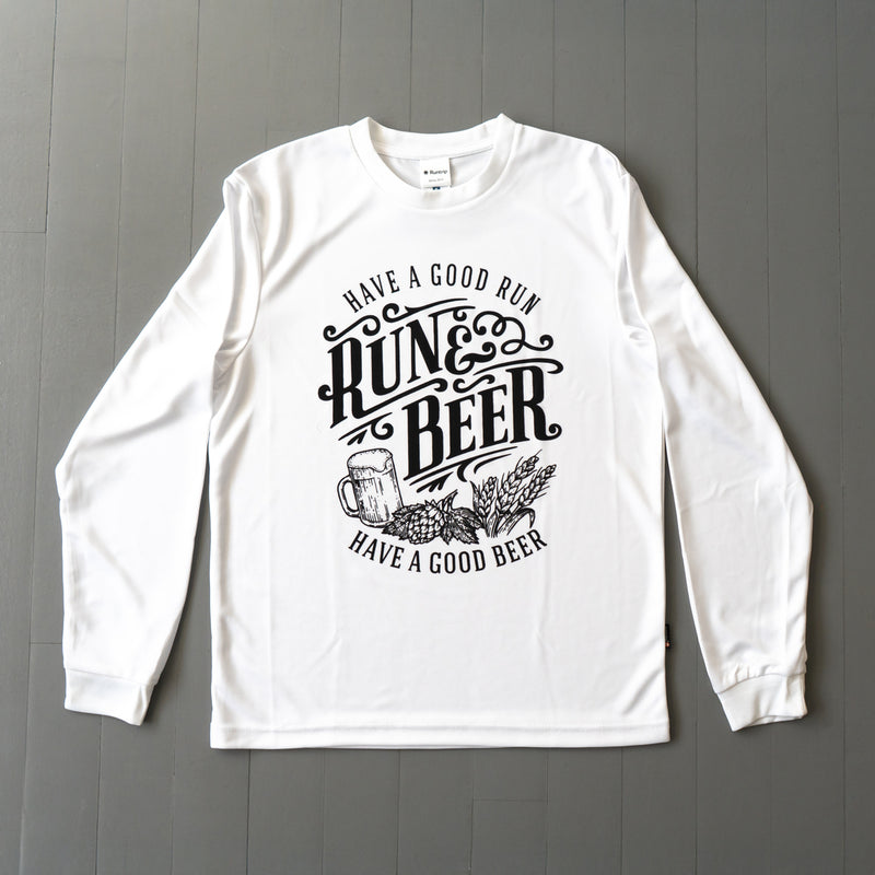 Run & Beer DRY Long-Sleeve  Tee（White）